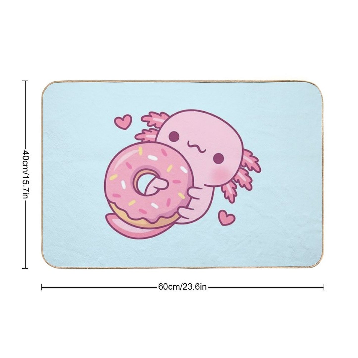 Cute Axolotl Hugging Donut Durable Bath Mat