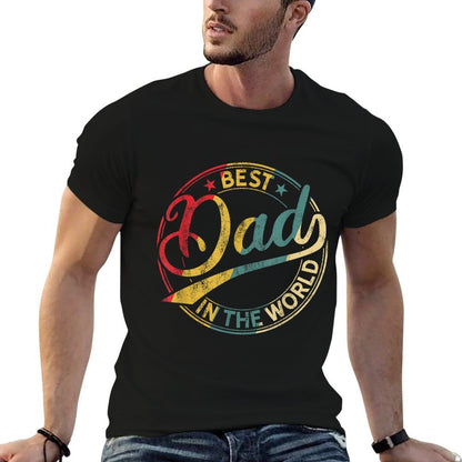Best Dad in The World Father's Day Vintage Dad  Ribbed Collar T-Shirt