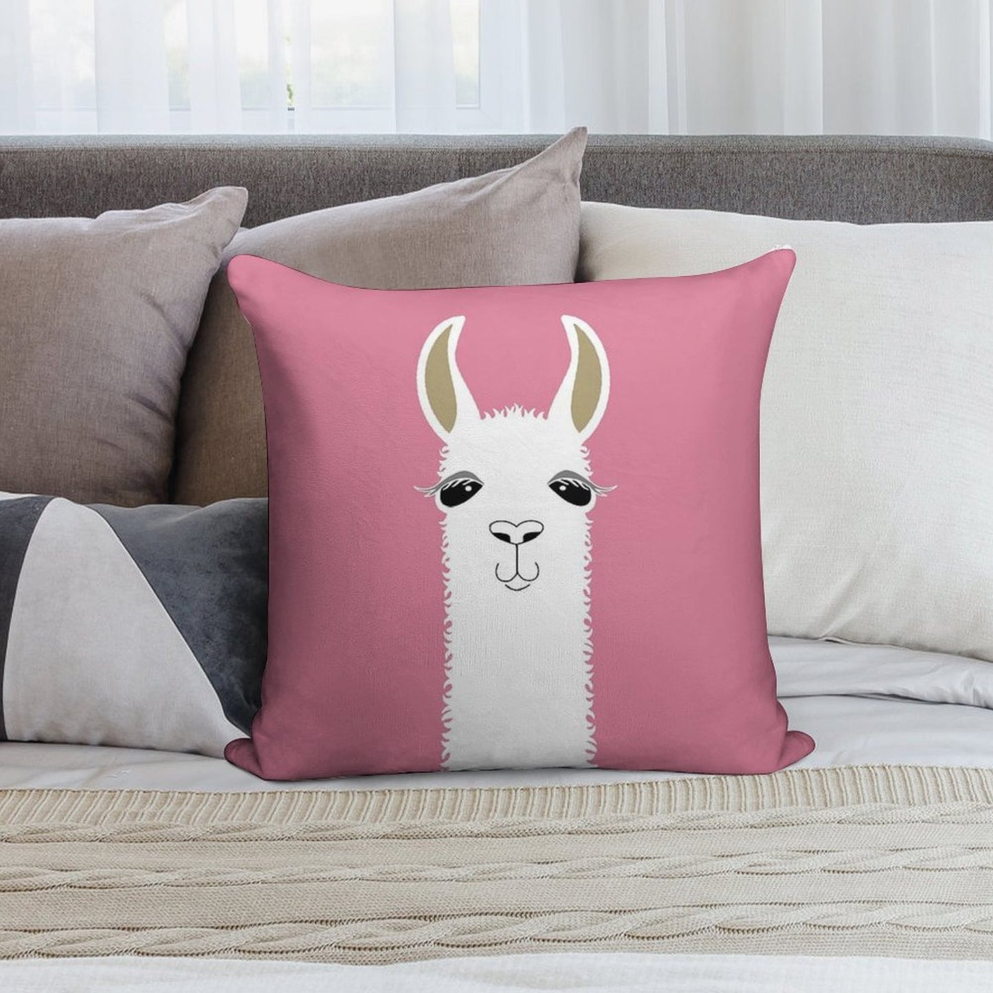 LLAMA PORTRAIT #5 Soft Style Accent Throw Pillow