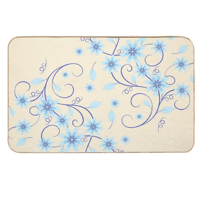 Blue Flowers (Sunny Beige)  Eco-Friendly Bath Mat