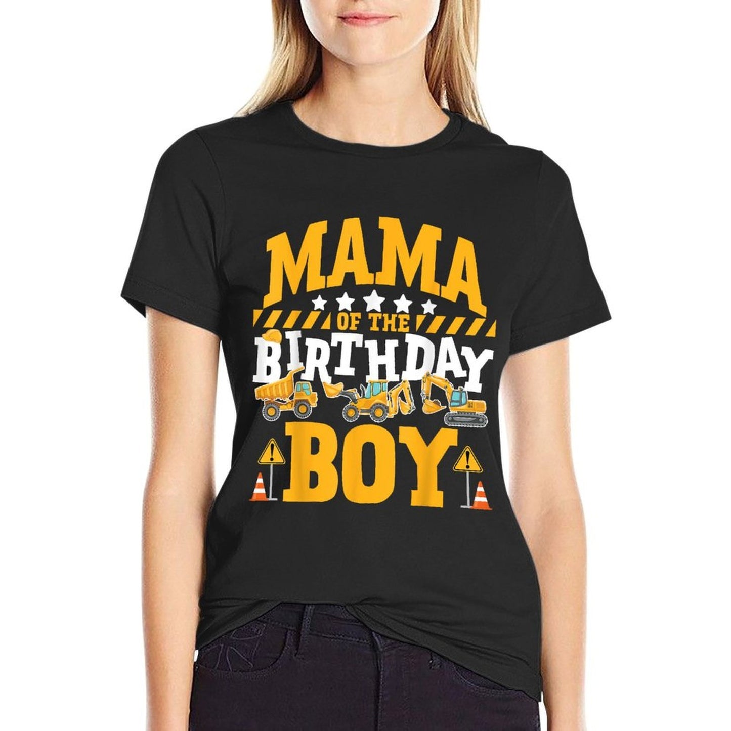 Mama of The Birthday Boy Excavator Construction Truck  Durable T-Shirt