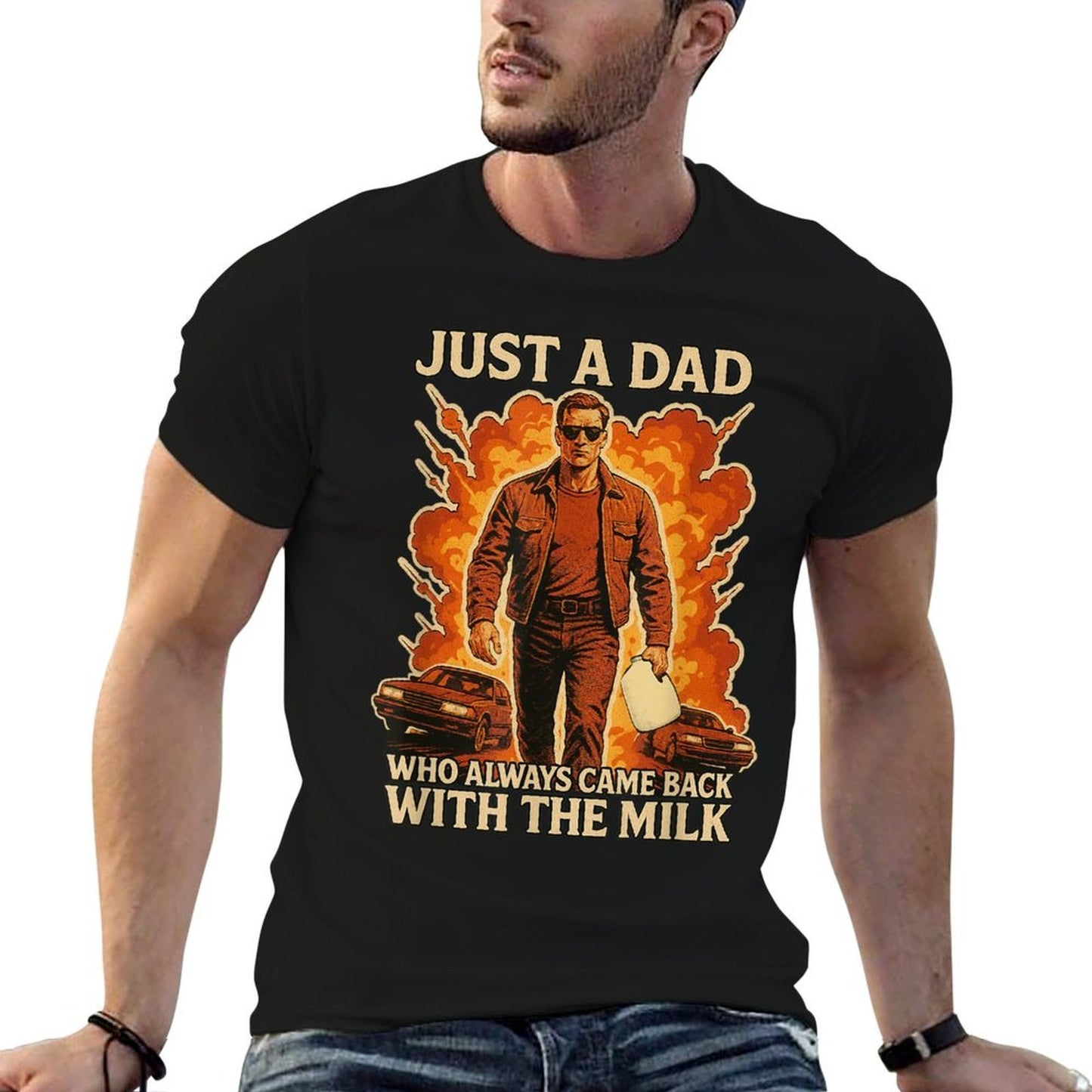 Father's Day Just A Dad Who Always Came Back With The Milk  Easy-care T-Shirt