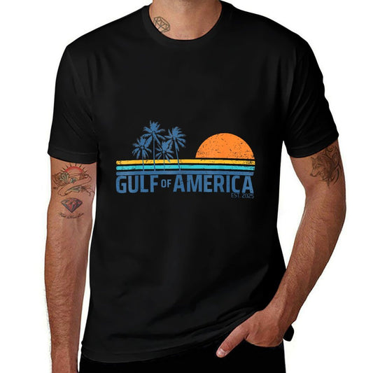 Retro Gulf Of Usa America 2025 American Flag Gulf Of Mexico Versatile T-Shirt