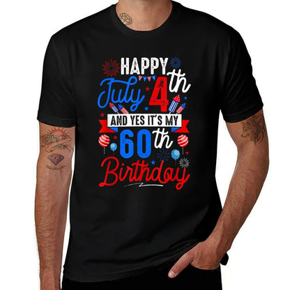 Happy July 4th And My 60th Birthday Patriotic Funny Party  Vintage-inspired T-Shirt