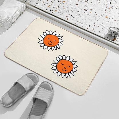 Spring Cat Sun Flower Beige  Stain-Proof Bath Mat