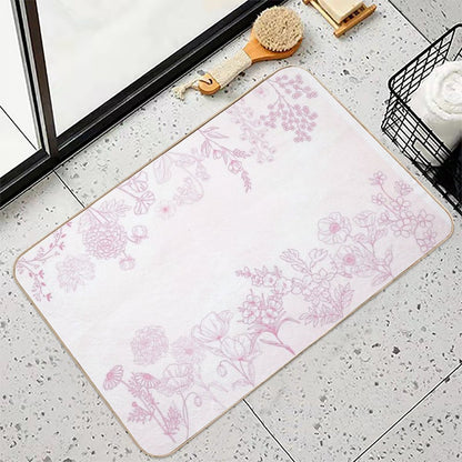 Pink Flowers Pattern Set  Throw Blankets & Tapestries, A-Line Dresses, Shower Curtains, Scarves,  Bath Mats And More  Multi-Purpose Bath Mat