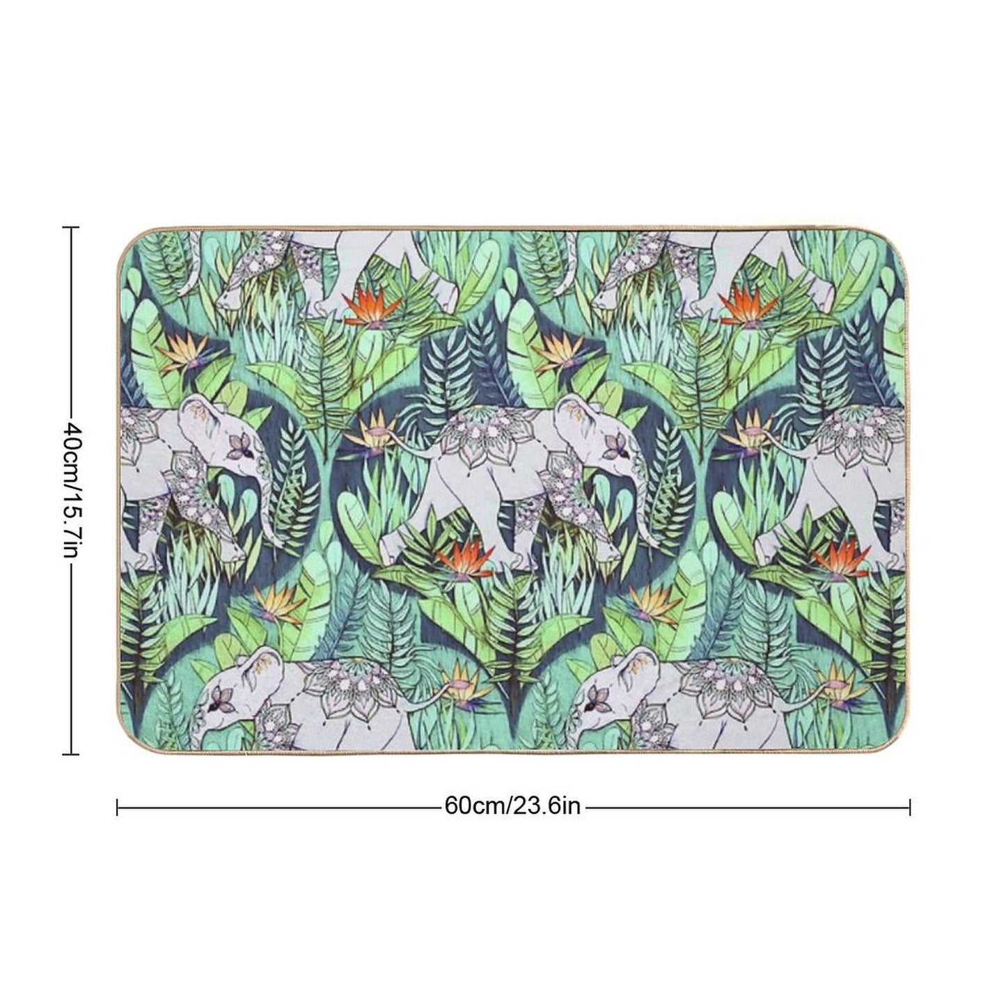 Little Elephant on A Jungle Adventure – Faded Vintage Version  Toxin-Free Bath Mat