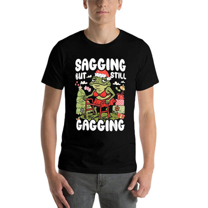 Sagging But Still Gagging Frog Funny Cringe Meme Christmas  Wrinkle-resistant T-Shirt