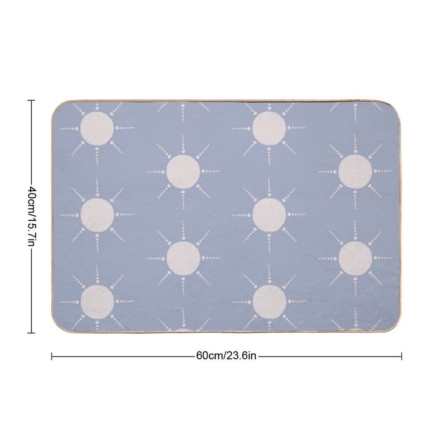 Pretty Polka Dots Sun Pattern Boho Aesthetic In Muted Colors Pigeon Blue  Long-Lasting Bath Mat