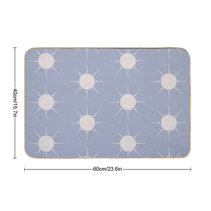 Pretty Polka Dots Sun Pattern Boho Aesthetic In Muted Colors Pigeon Blue  Long-Lasting Bath Mat