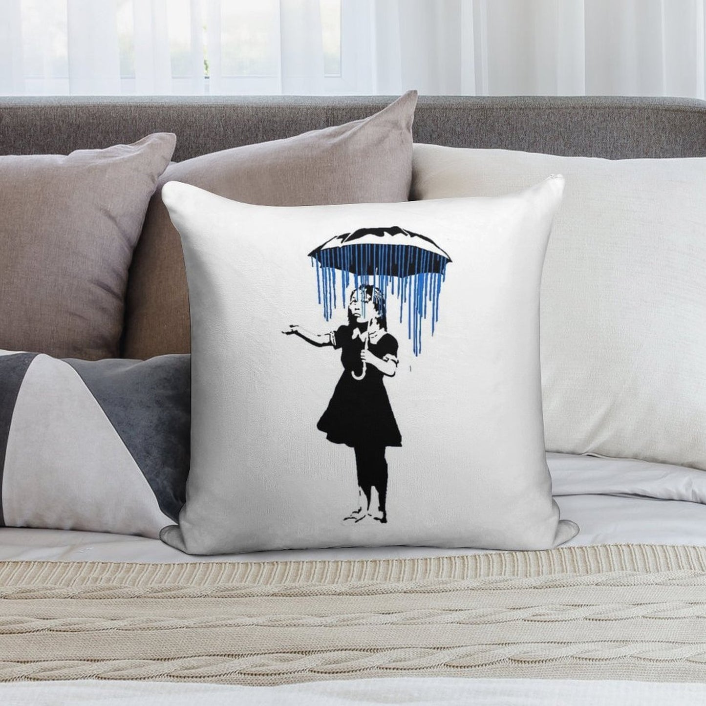 Banksy Raining on The Inside! Soft Home Decor Throw Pillow