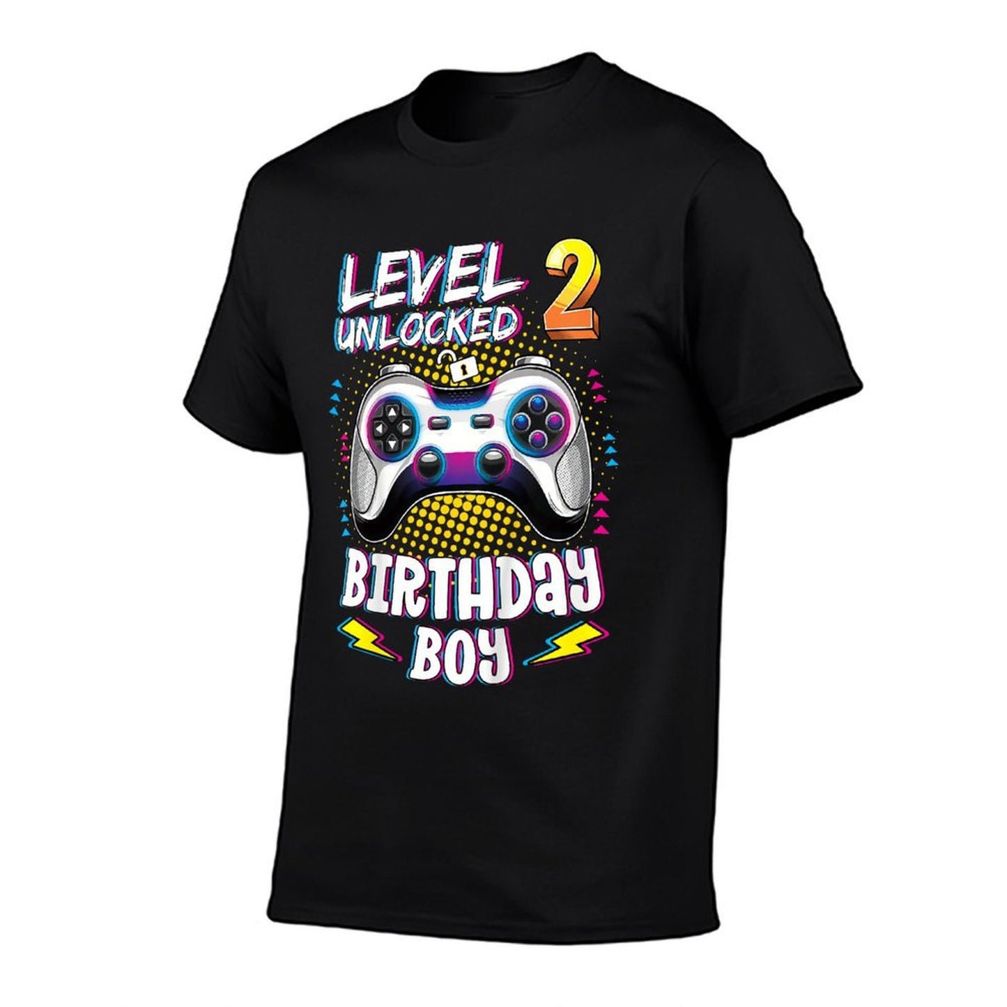 Kids 2 Years Old Birthday Level 2 Unlocked Gamer 2nd Birthday Boy  Summer-ready Fabric T-Shirt