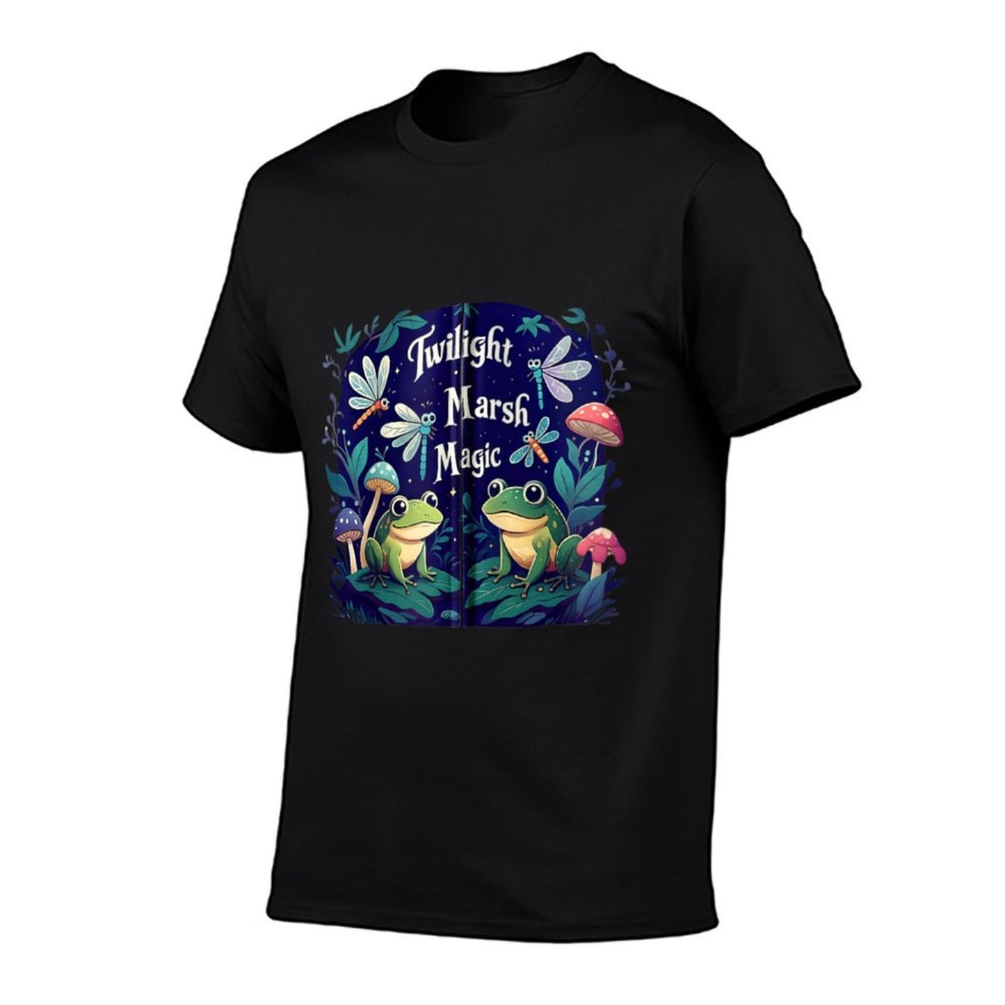 Twilight Marsh Magic Cute Frog Dragonfly Mushroom Design Zip  Soft T-Shirt