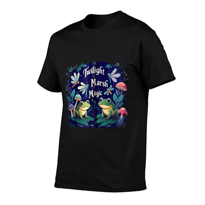 Twilight Marsh Magic Cute Frog Dragonfly Mushroom Design Zip  Soft T-Shirt
