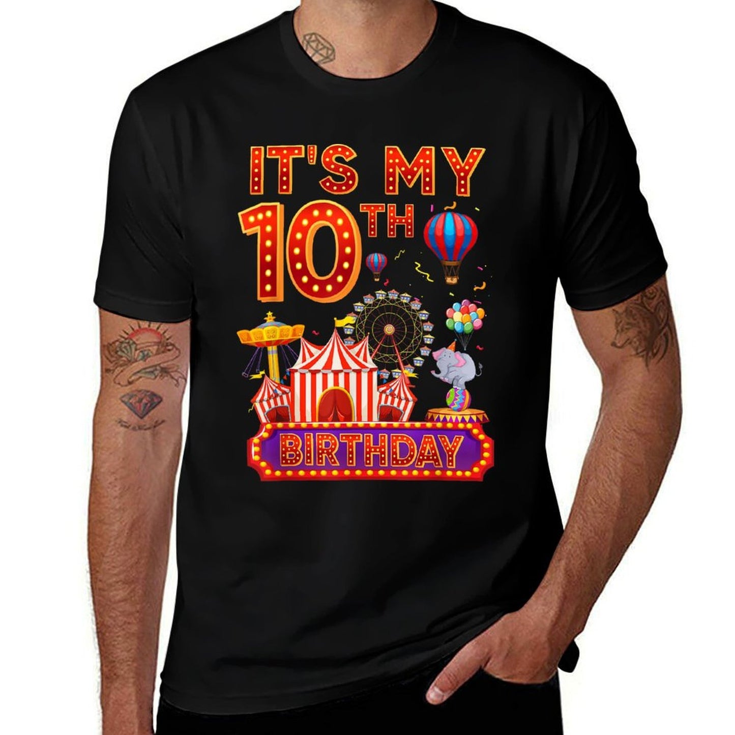 It's My 10th Birthday Circus Carnival Theme Party Year Old  Breathable T-Shirt