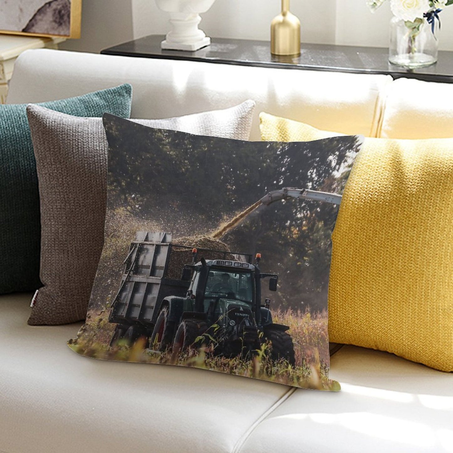 Fendt Drawing Silage Soft Home Decor Throw Pillow