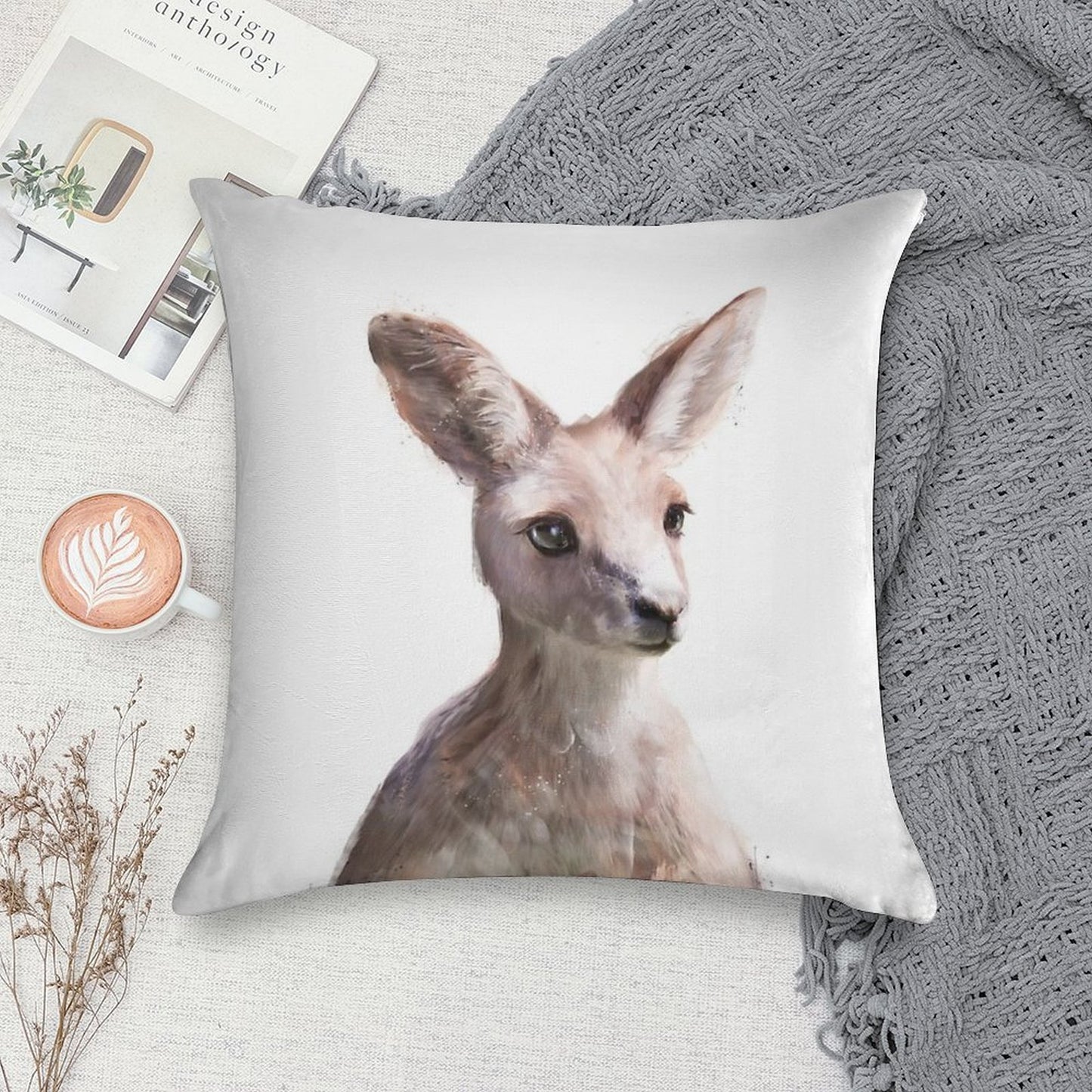 Little Kangaroo Soft Skin-Friendly Throw Pillow