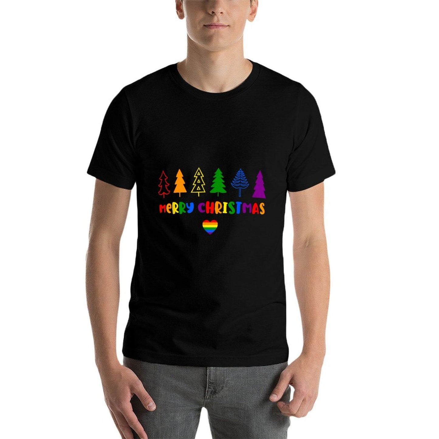 LGBT Christmas Gay Pride Merry Christmas Tree Rainbow  Graphic-printed T-Shirt