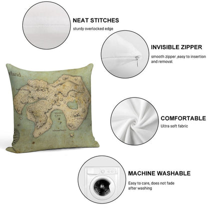 Peter Pan Neverland Map Soft Bedroom Essential Throw Pillow
