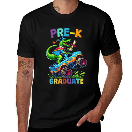 Pre-K Graduation Monster Truck Dinosaur Boys Kids Dino  Tagless Design T-Shirt