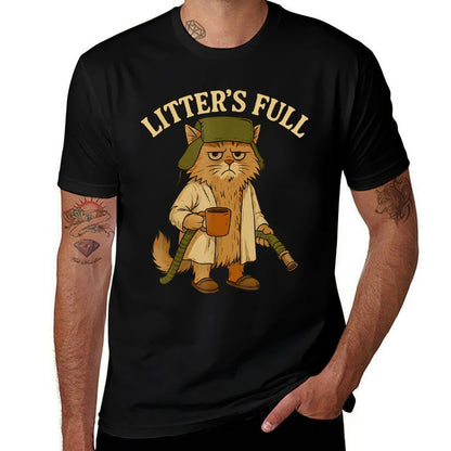 Litter’s Full Funny Cat Lovers Christmas Xmas Grumpy Humor  Stretchy T-Shirt