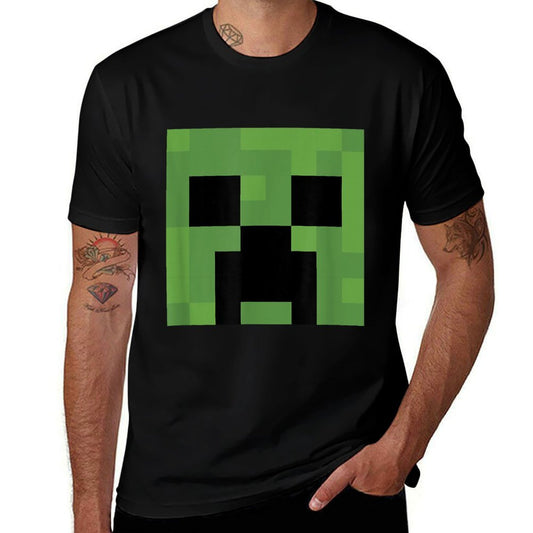 Minecraft Creeper Big Face Rolled Sleeves T-Shirt