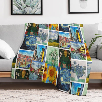 Van Gogh Artwork Collage Eco-conscious Throw Blanket