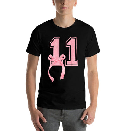 Birthday Girl Pink Coquette Bow 11 Year Old Aesthetic Girly  Wrinkle-resistant T-Shirt