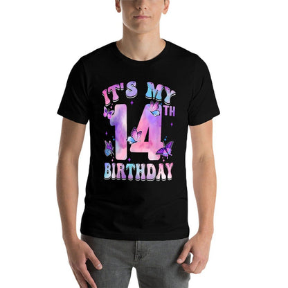It's My 14th Birthday Butterfly Theme 14 Year Old Party Girl  Quick-drying T-Shirt