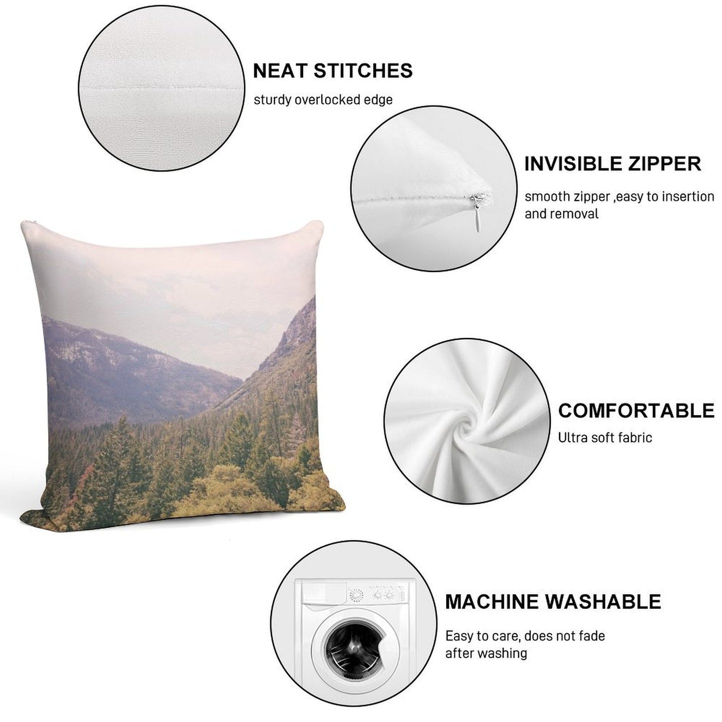 Yosemite Forest Soft High-Density Material Throw Pillow