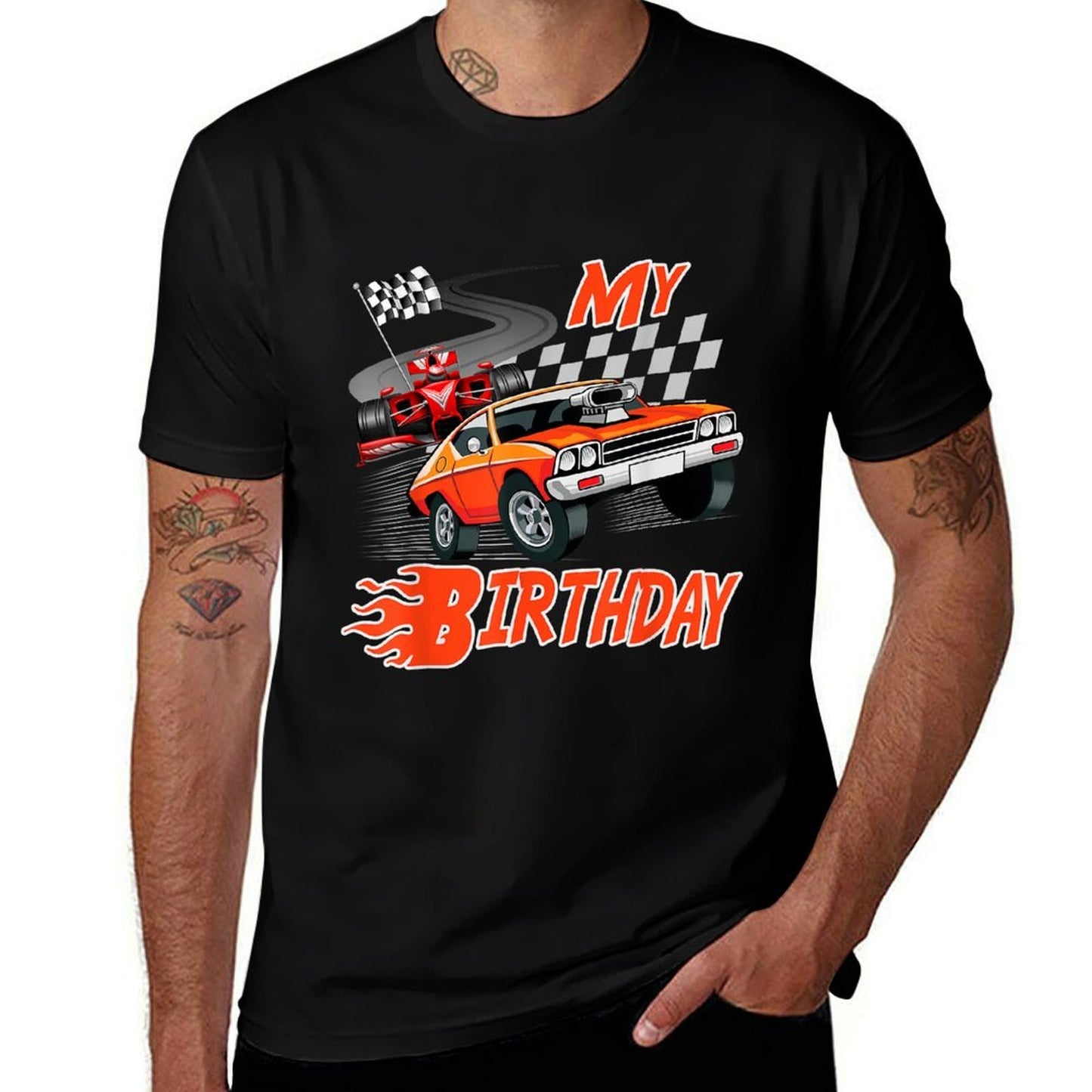 Fun My Birthday Race Car Boys Girls Youth Men Women Racing  Tagless Design T-Shirt