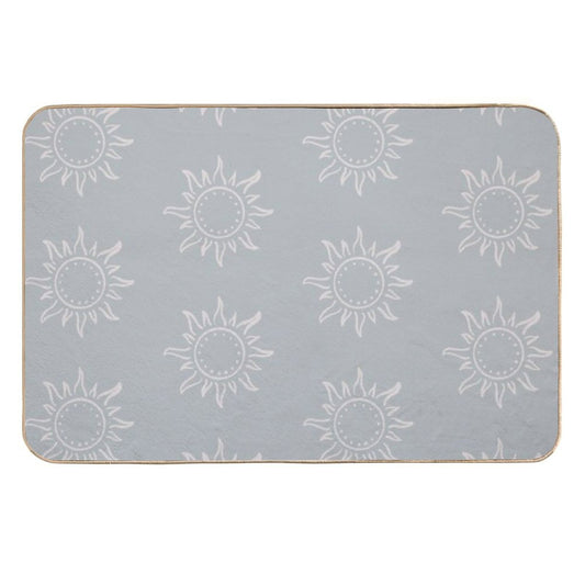 Cute Boho Sun Pattern Bohemian Aesthetic In Muted Colors Muted Teal  Non-Slip Bath Mat
