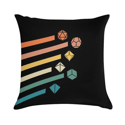 Retro Rainbow Polyhedral Dice Set Colors Tabletop RPG Soft Multiple Sizes Throw Pillow