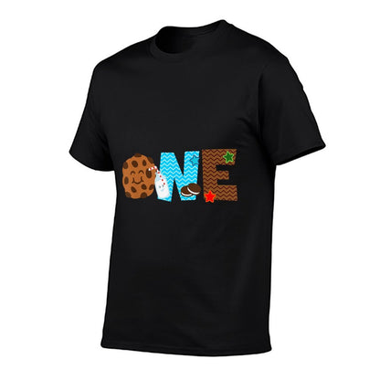 1st First Birthday Milk And Cookies Theme Party One Year Old  Graphic-printed T-Shirt