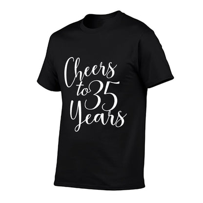 Cheers To 35 Years, For Women Men, Anniversary 35th Birthday  Relaxed-fit T-Shirt