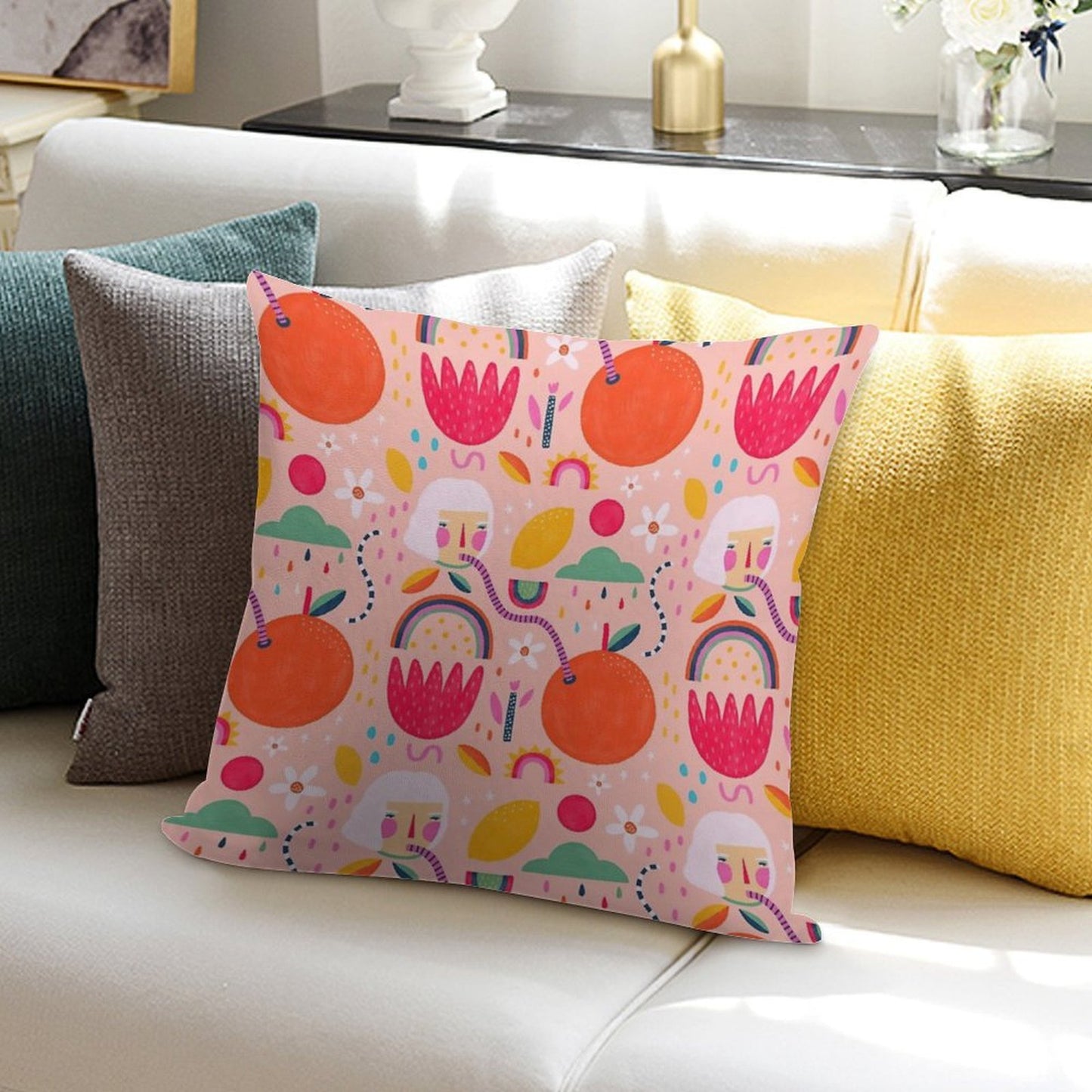 Summer Citrus Soft Washable Throw Pillow
