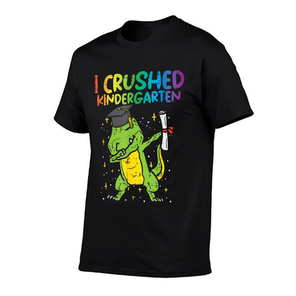 Trex Dab I Crushed Kindergarten Last Day Graduation Boy Kids  Oversized Silhouette T-Shirt