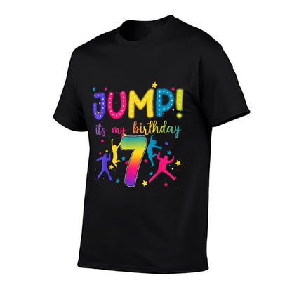 Jump It's My 7th Birthday Jumper 7 Year Old Party Trampoline  Ribbed Collar T-Shirt