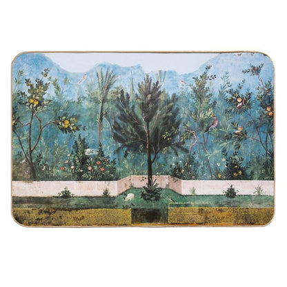 ANTIQUE ROMAN WALL PAINTING Flower Garden Flying Birds Pine,Quince And Apple Trees  Multi-Purpose Bath Mat