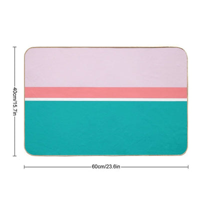Lines Print Pink, Mediumturquoise And Lightcoral  Anti-Trip Bath Mat