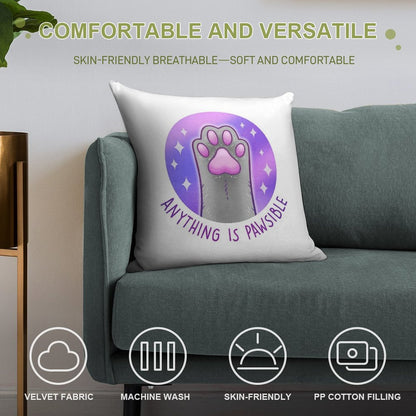 Anything Is Pawsible Soft Gift Ready Throw Pillow