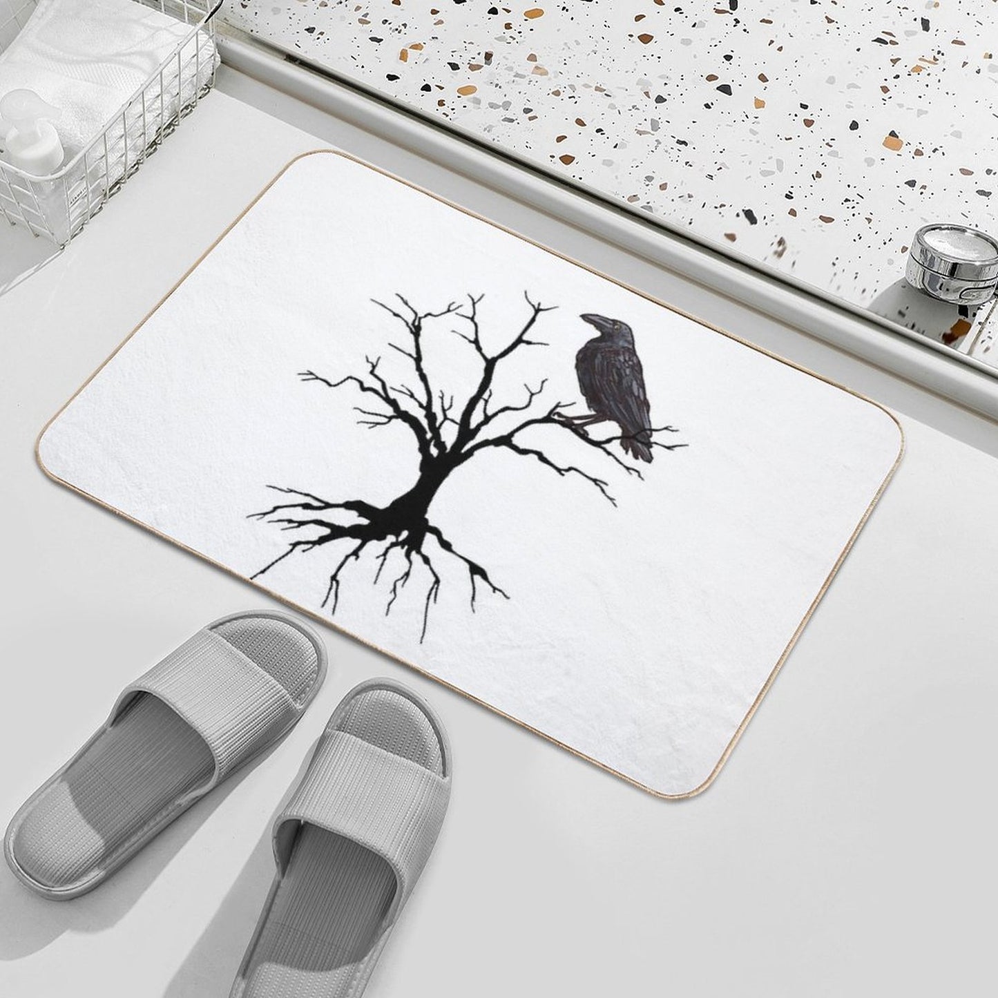 Good Omen, Bad Omen Raven  Multi-Purpose Bath Mat