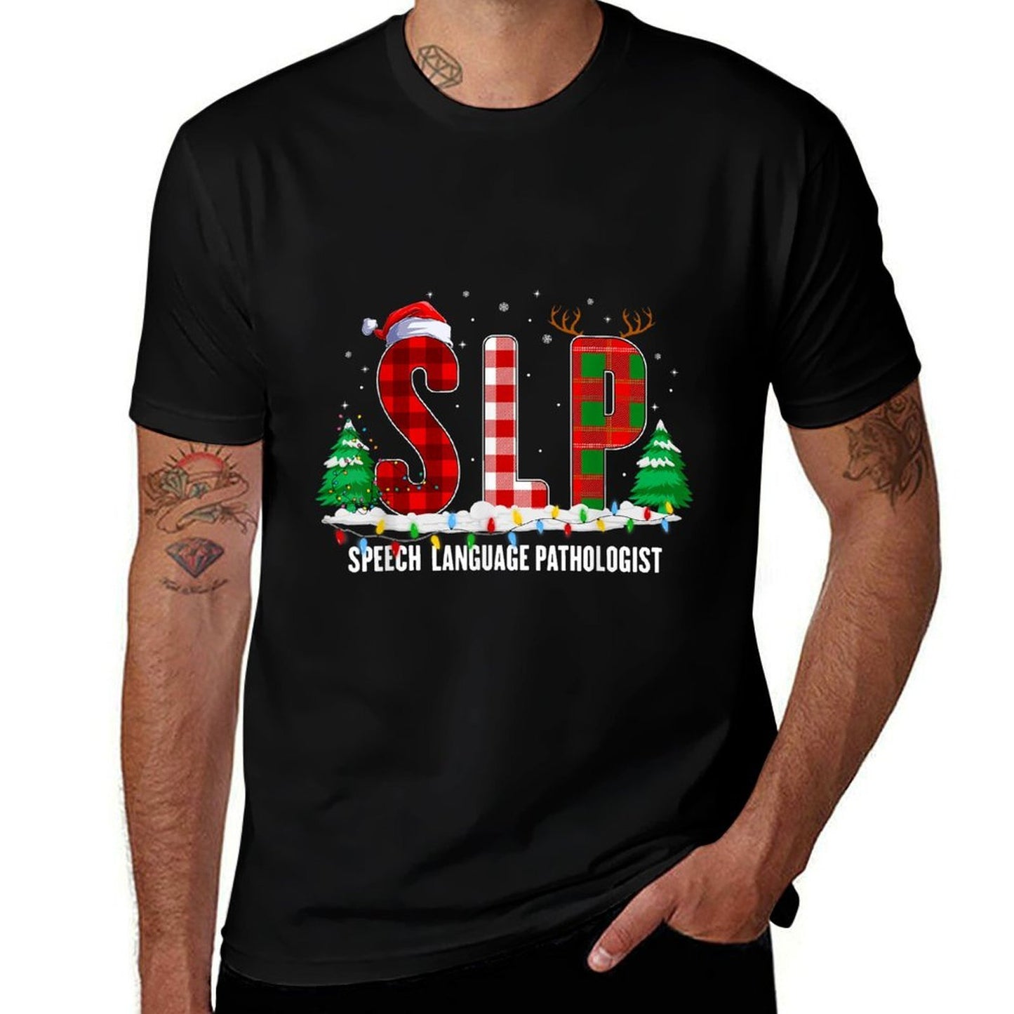 Speech Language Pathologist Christmas SLP Women Men  Polyester Blend T-Shirt