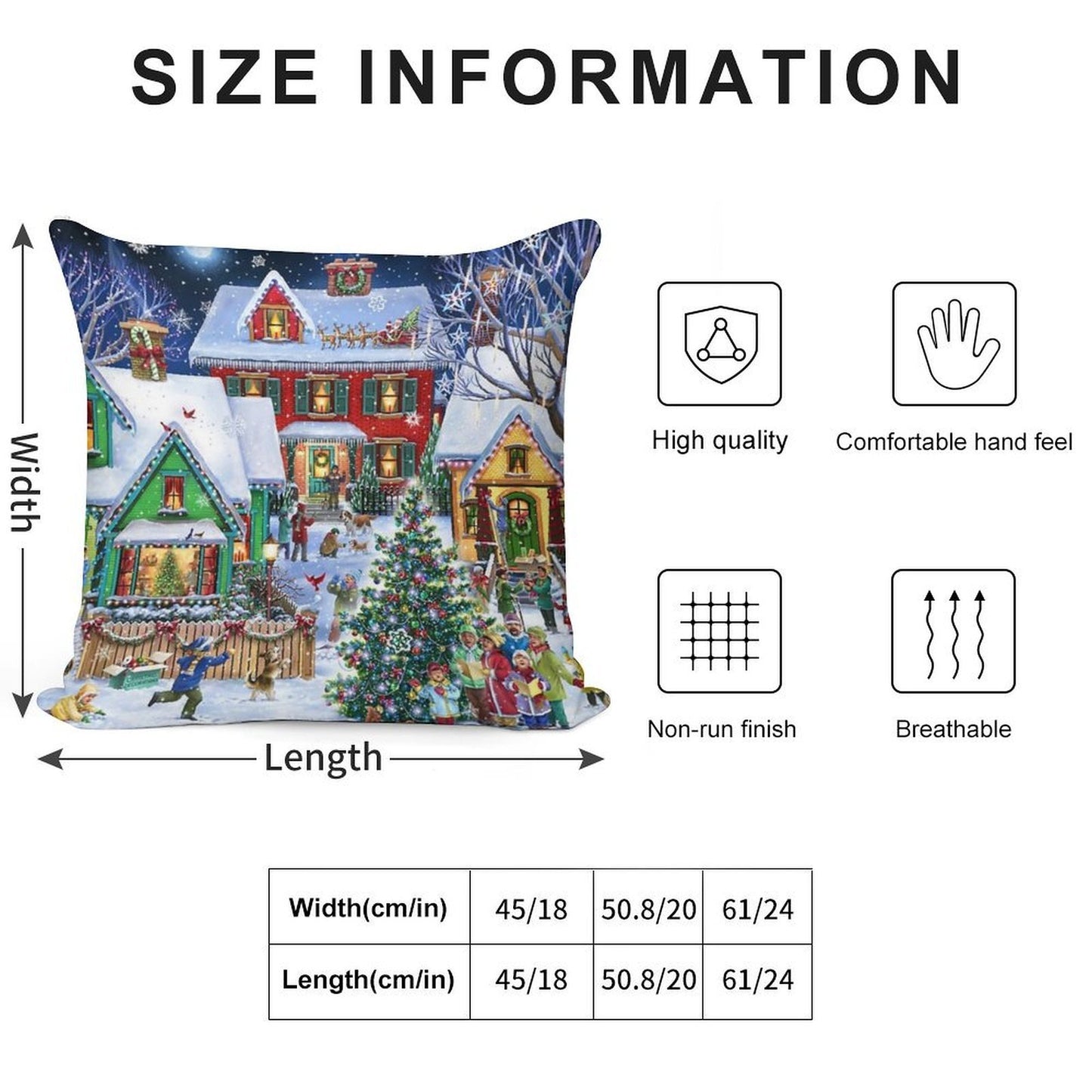 Colorful Winter Houses Soft Durable Construction Throw Pillow