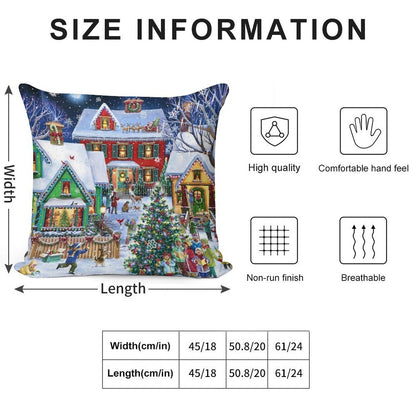 Colorful Winter Houses Soft Durable Construction Throw Pillow