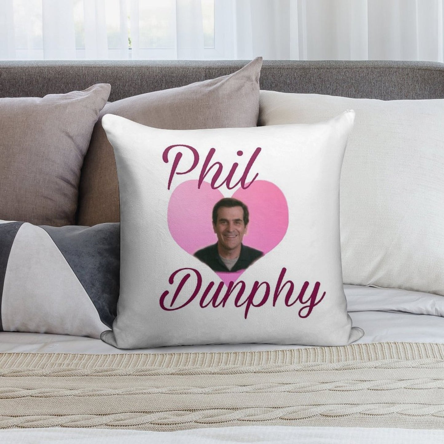 Modern Family Phil Dunphy Heart Meme Soft Home Decor Throw Pillow