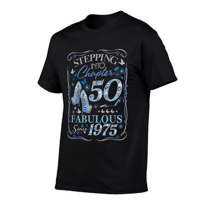 Stepping Into Chapter 50 Est 1975 50th Birthday Diamond  Lightweight T-Shirt