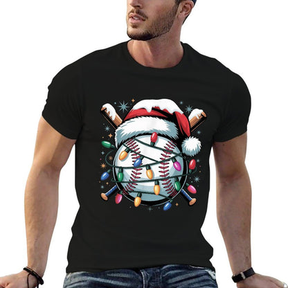 Christmas Baseball Boy Youth Kid Men Santa Hat Xmas Baseball  Versatile T-Shirt