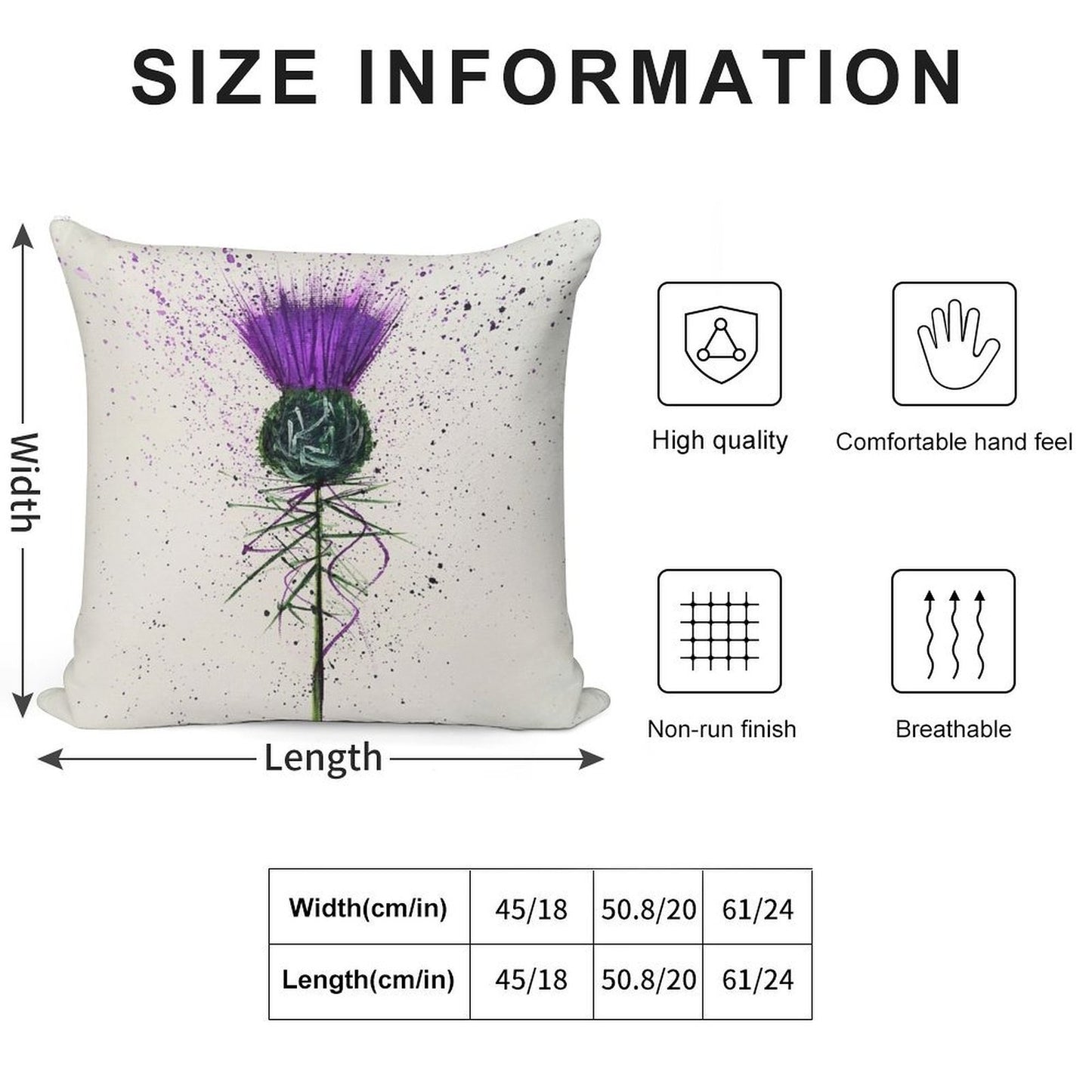 Purple Thistle Elegant Style Soft Ultra-Soft Texture Throw Pillow