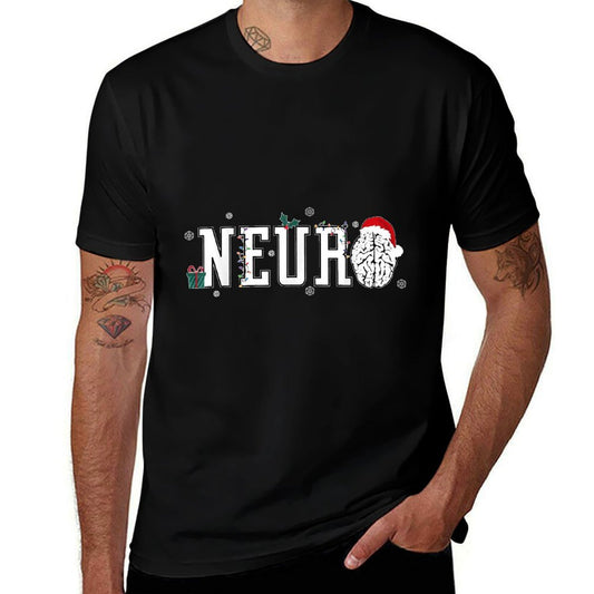Neuro Nurse Brain Santa Hat Neuroscience Nursing Christmas  High-quality Stitching T-Shirt